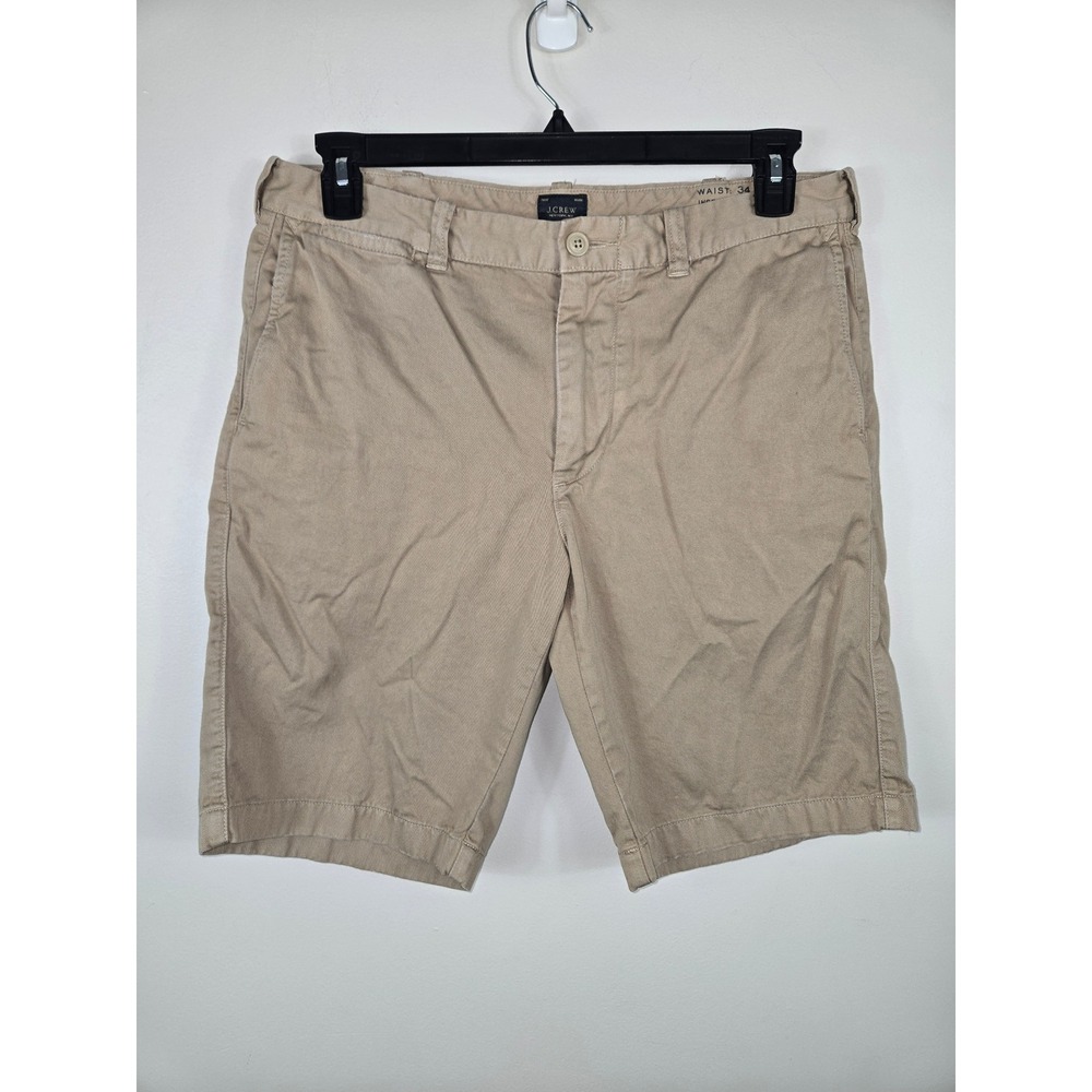 J.Crew Mens Khaki Tan Garment Dyed Cotton Twill Chino Shorts 34 x 10.5 77388